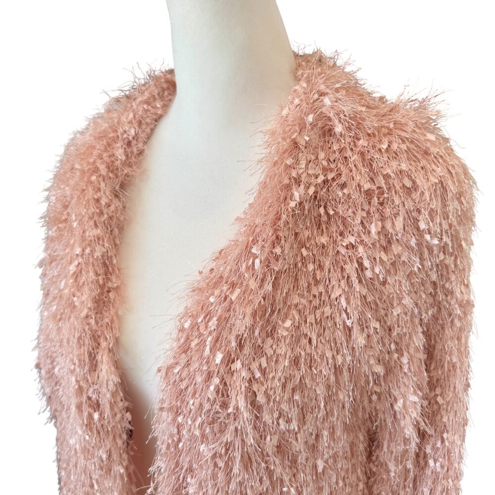 NWT Jella C. Blush Pink Long Maxi Textured Shaggy Cardigan